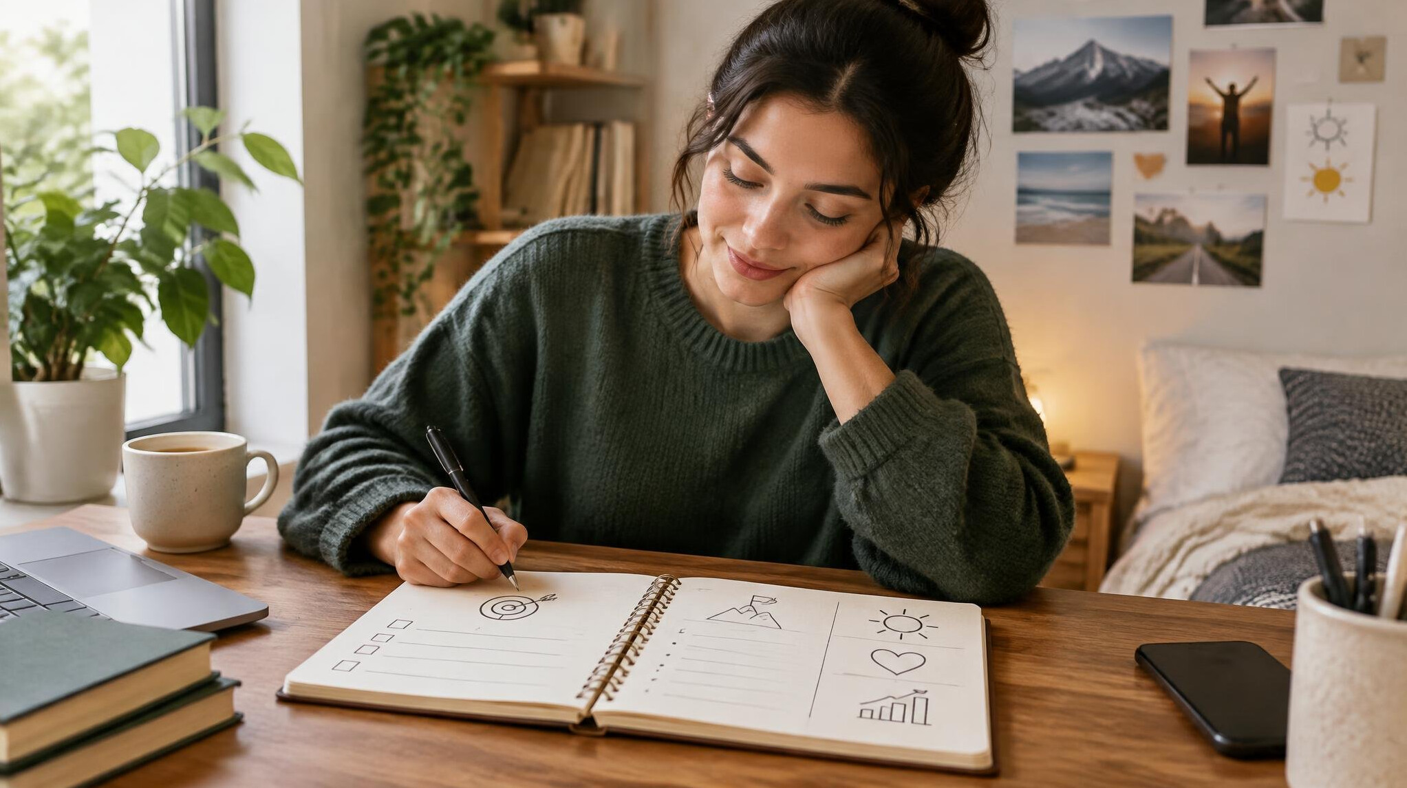 person journaling goals