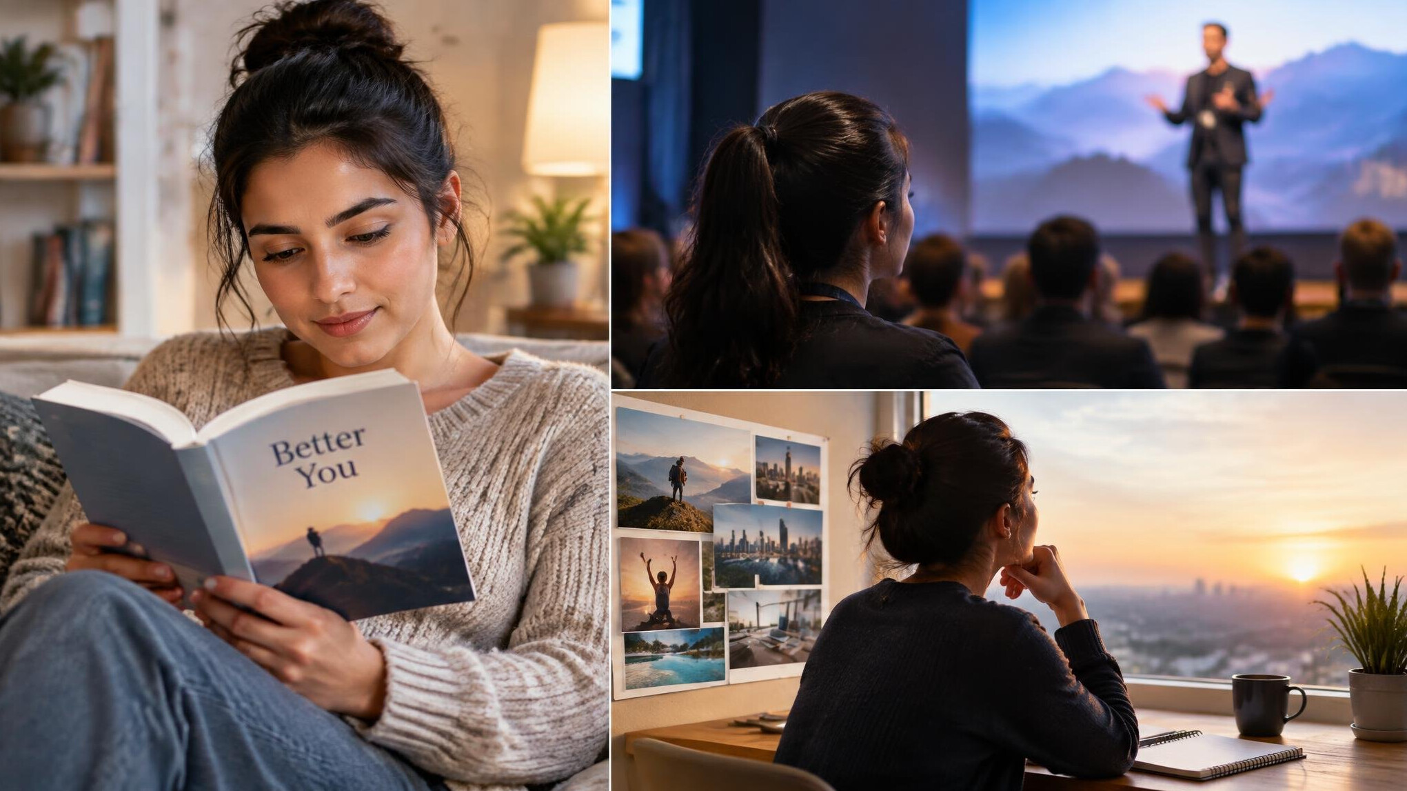 person reading self help book